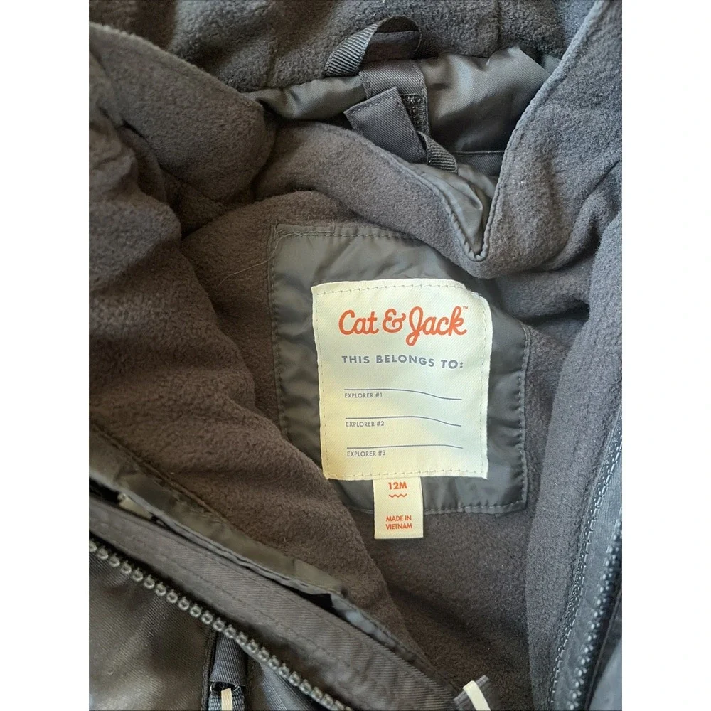 Cat & Jack Baby Boy Girl 12 Month Snow Suit Black  3-in-1 Jacket Snow winter Bib